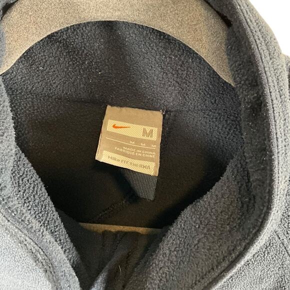 Nike- Fit Mens Navy Blue Quarter Zip Fleece Pullover Size Medium Warm Long Sleev - Picture 5 of 9